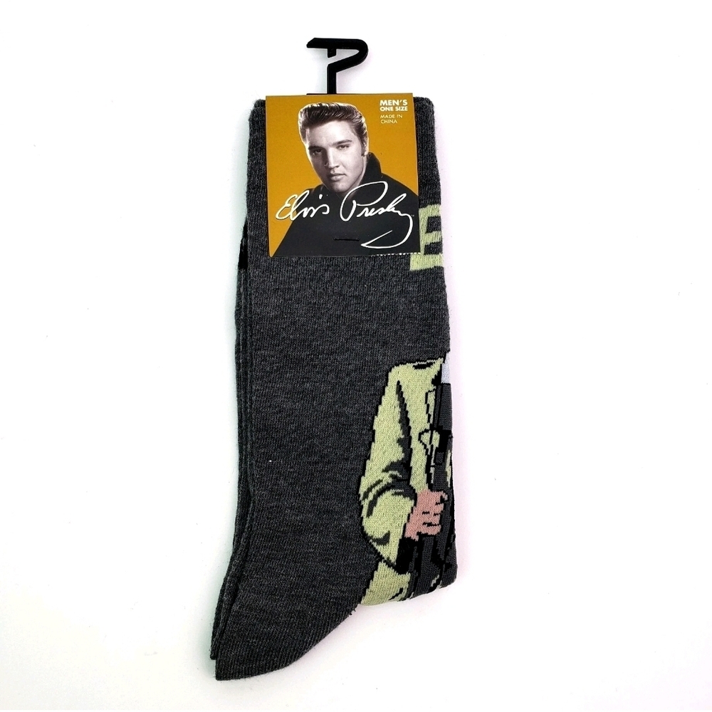 4/$25 Elvis Presley Novelty Crew Socks Unisex New